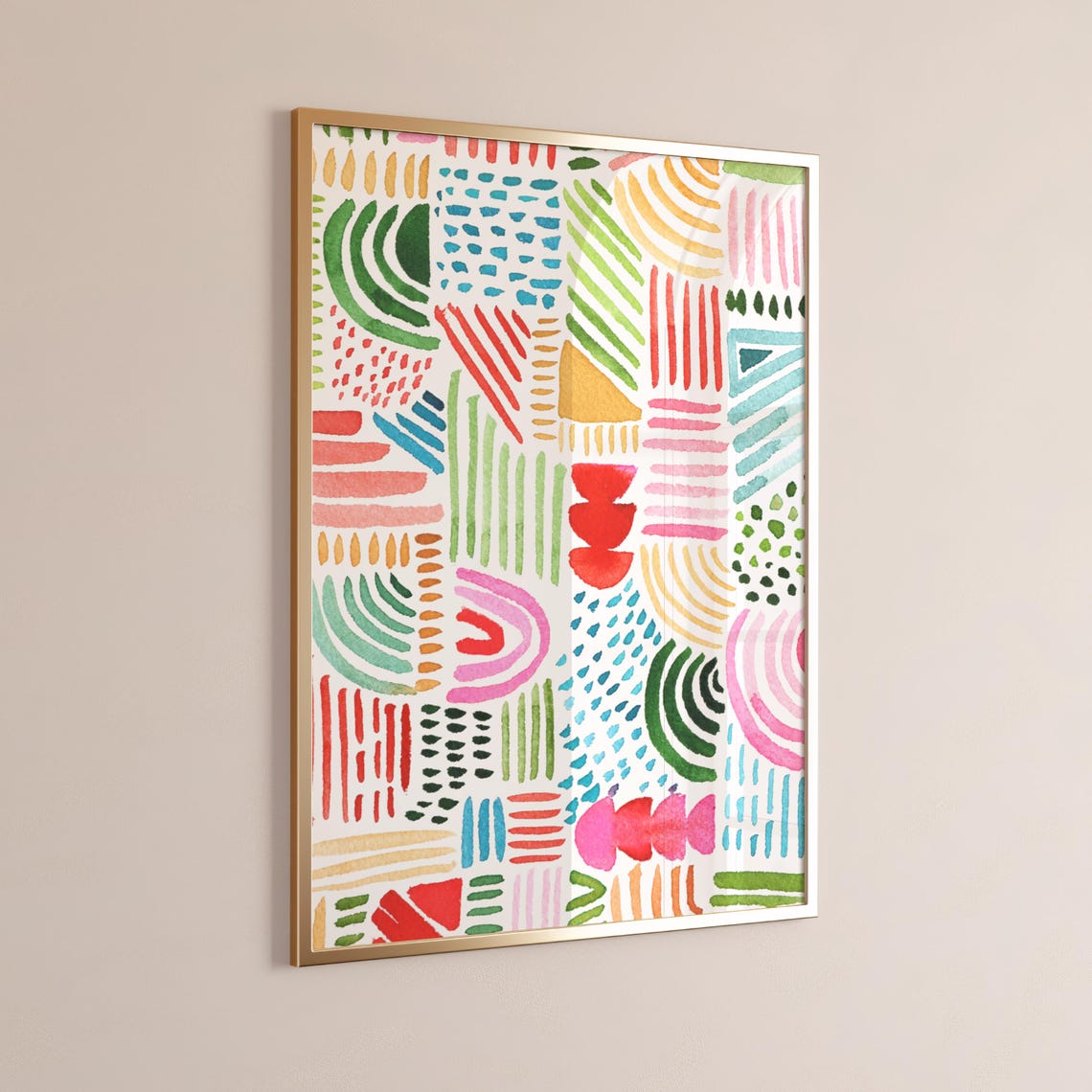 Colorful Geometric Watercolor Pattern Eclectic Wall Art Poster - Image 2