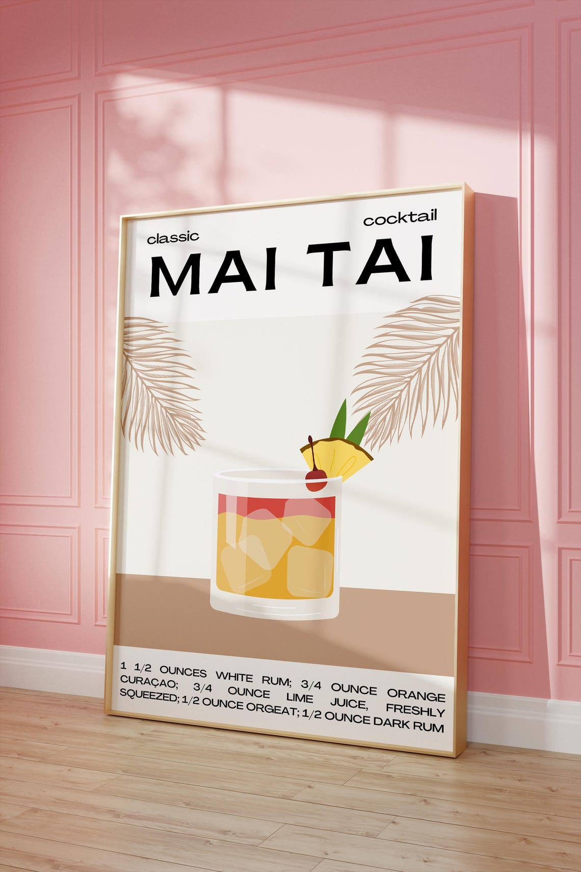 Mai Tai Classic Cocktail Recipe Print Palm Tropical Bar Wall Poster - Image 2