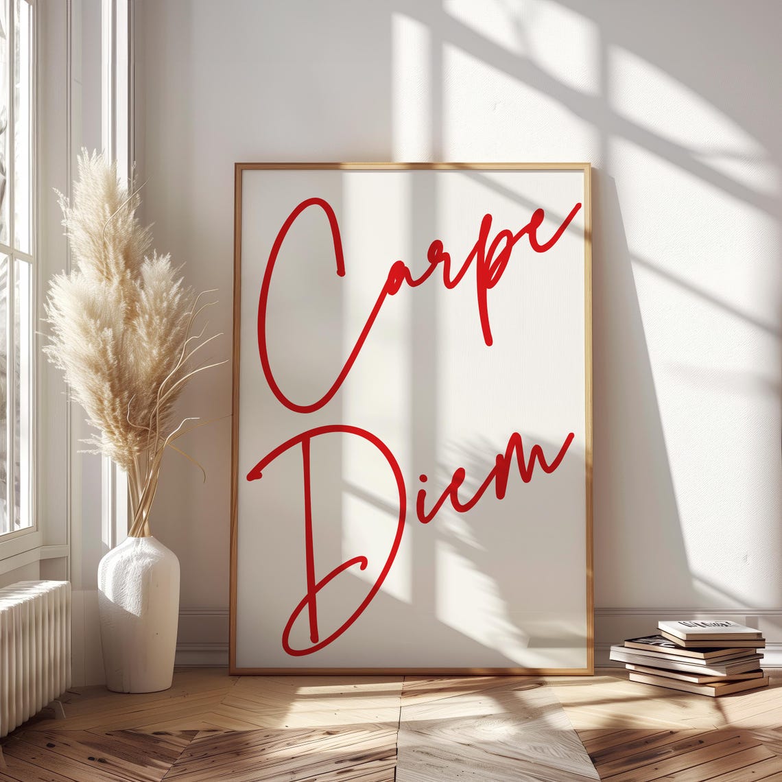 Carpe Diem Red Script Bold Minimalist Typography Wall Art Poster - Image 2