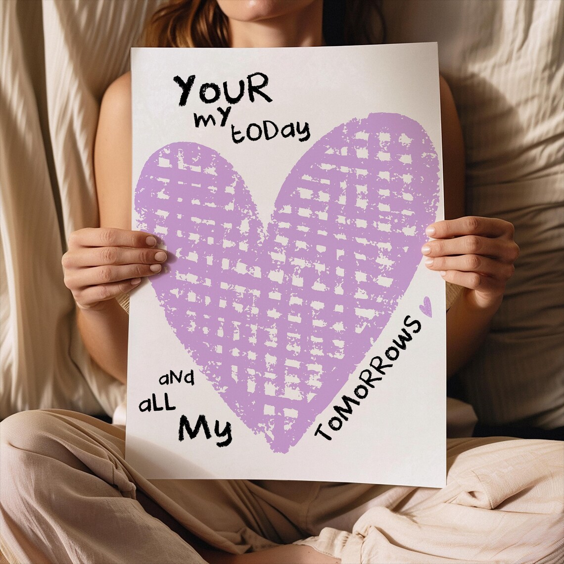 Your My Today Lavender Heart Quote Romantic Anniversary Gift Wall Art - Image 2