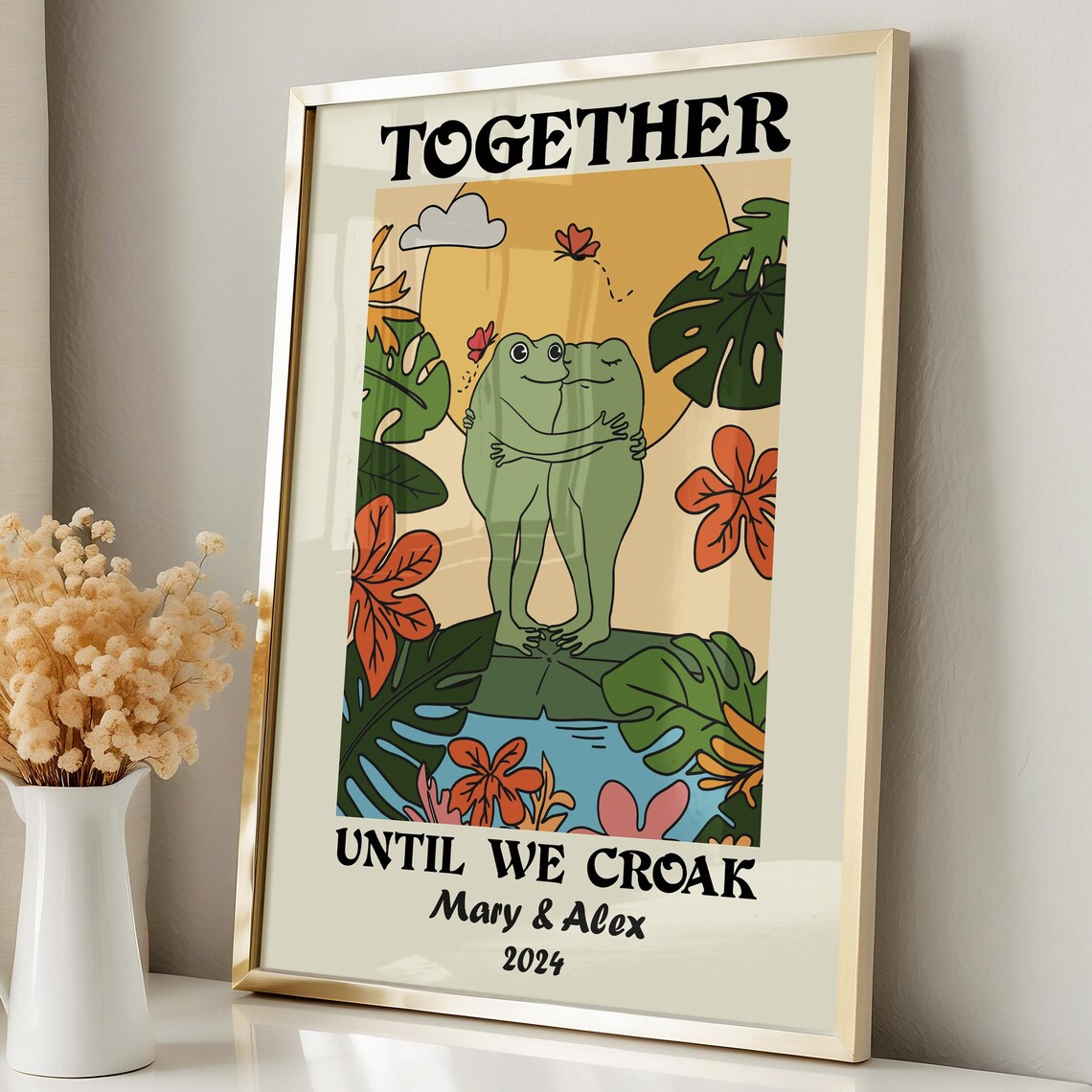 Personalized Wedding Frog Print, Romantic Quote Poster - Image 3