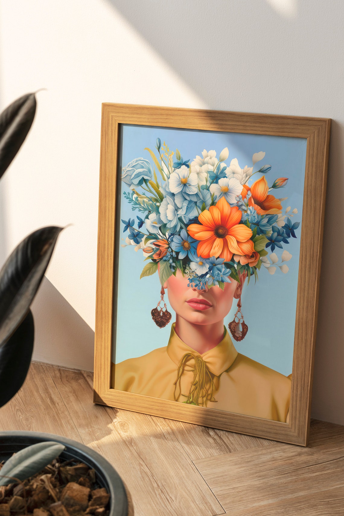 Blue Frida Kahlo Pop Art Portrait Print - Image 3