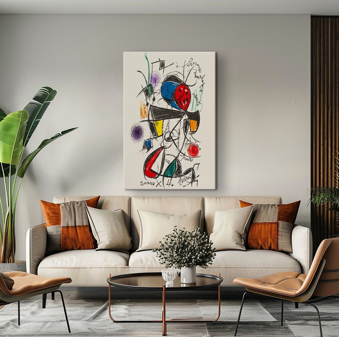 Joan Miro Surreal Line Drawing Abstract Color Blocks Art Poster - Image 5