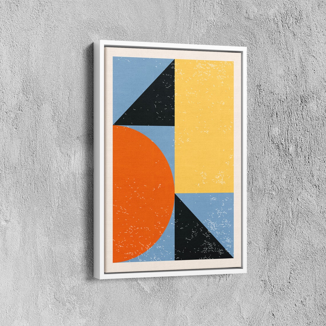 Retro Geometric Shapes Orange Sun Blue Black Abstract Poster - Image 5