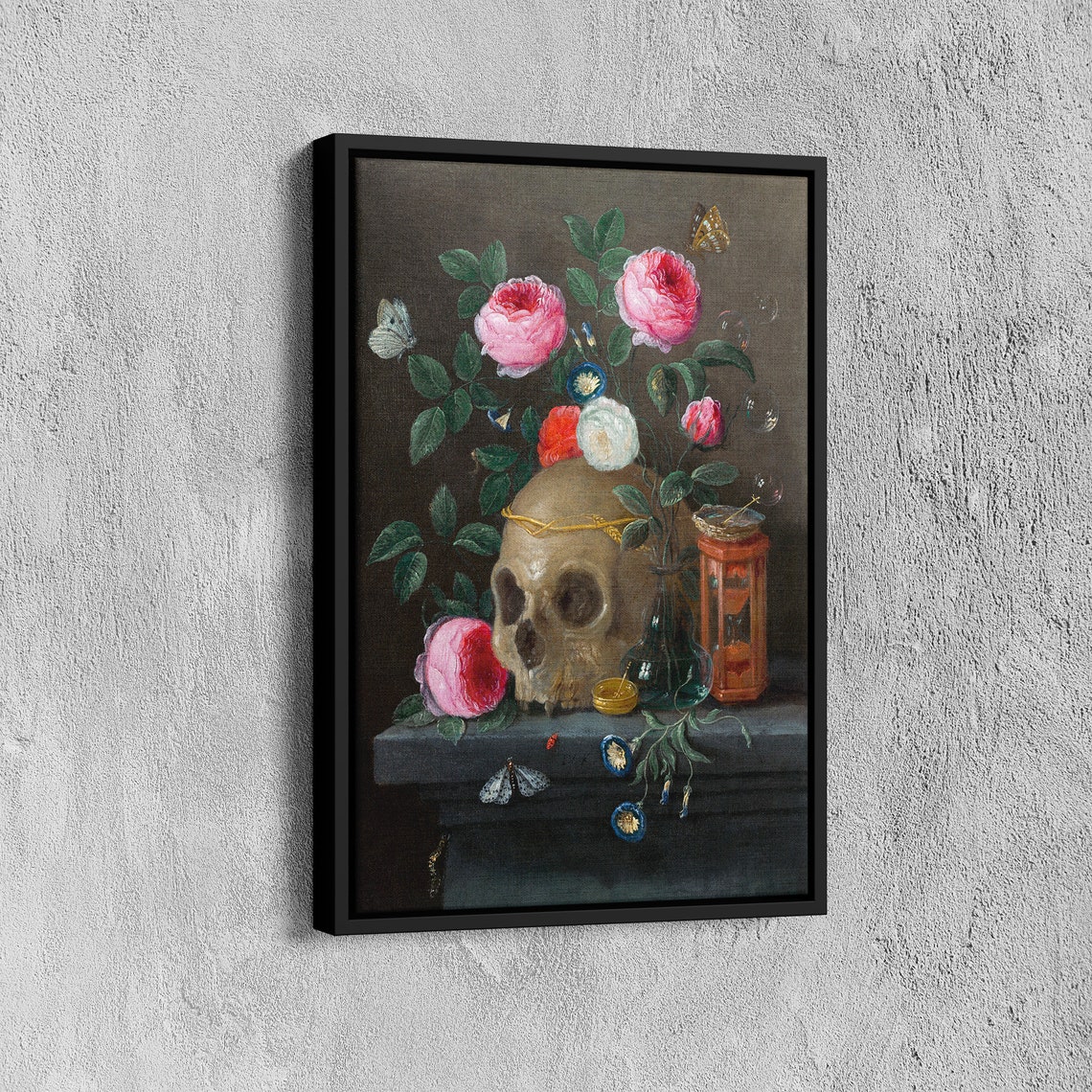 Gothic Skull Vanitas Still Life Crowned With Roses Classic Poster - Image 7