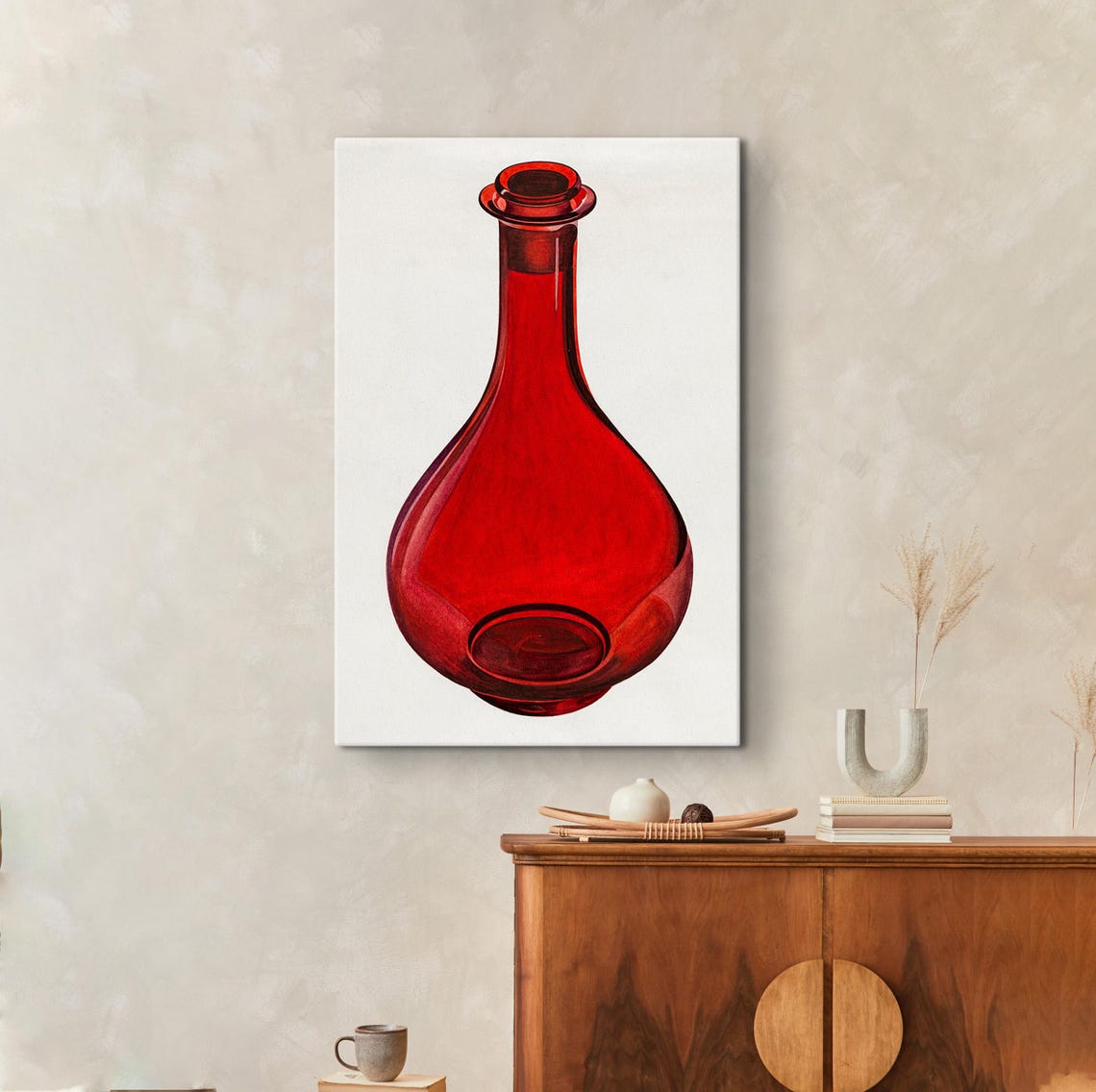 Glossy Red Glass Decanter Minimalist Still Life Kitchen Poster - Image 4