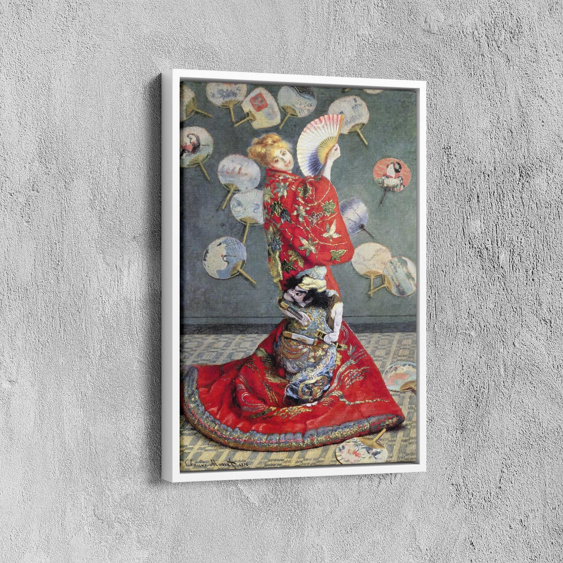 Camille Monet In Japanese Costume Print La Japonaise Poster Kimono With Fans Decor Claude Monet Wall Decor Claude Monet Artwork - Image 6