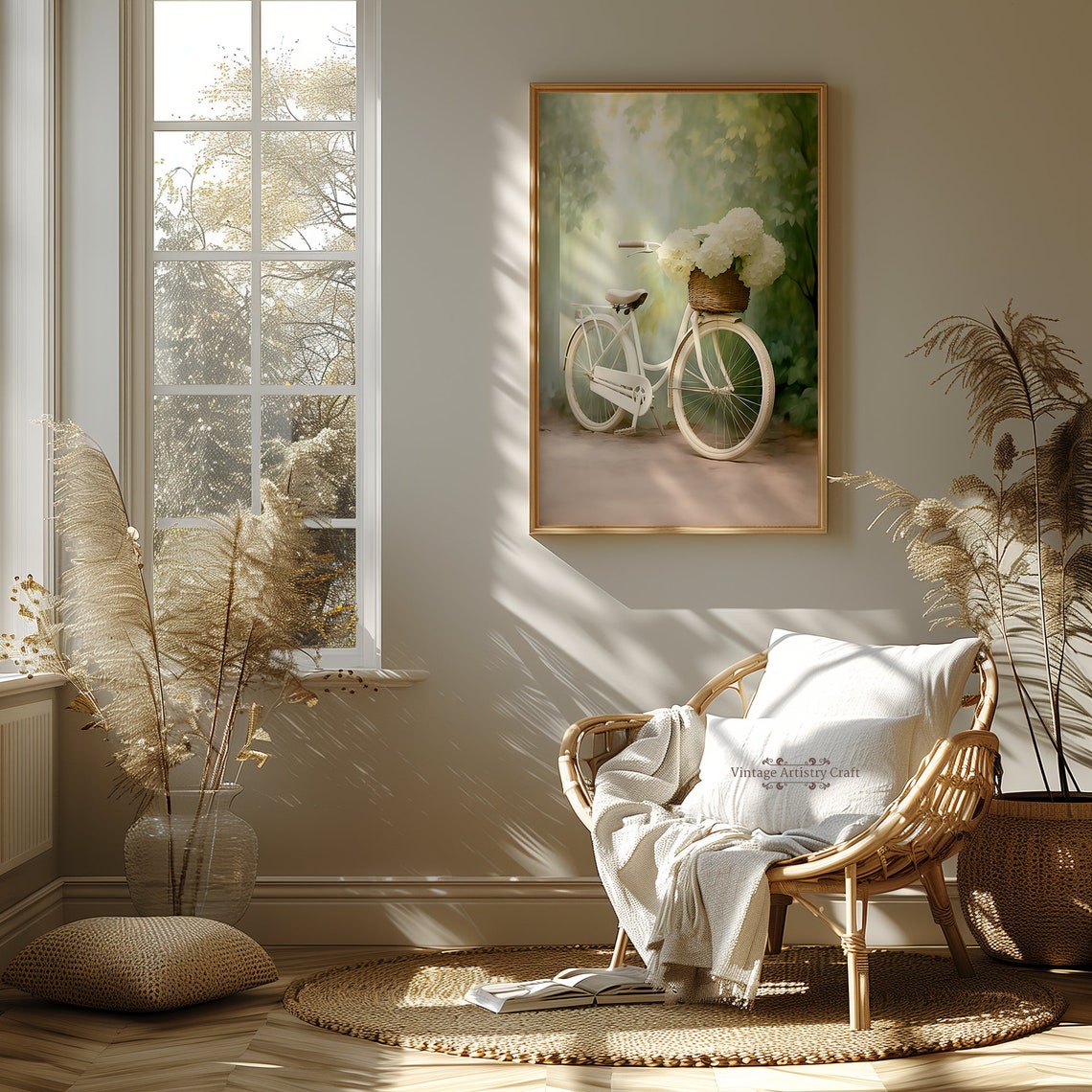 Vintage White Bicycle With Hydrangea Basket Dreamy Garden Poster - Image 8