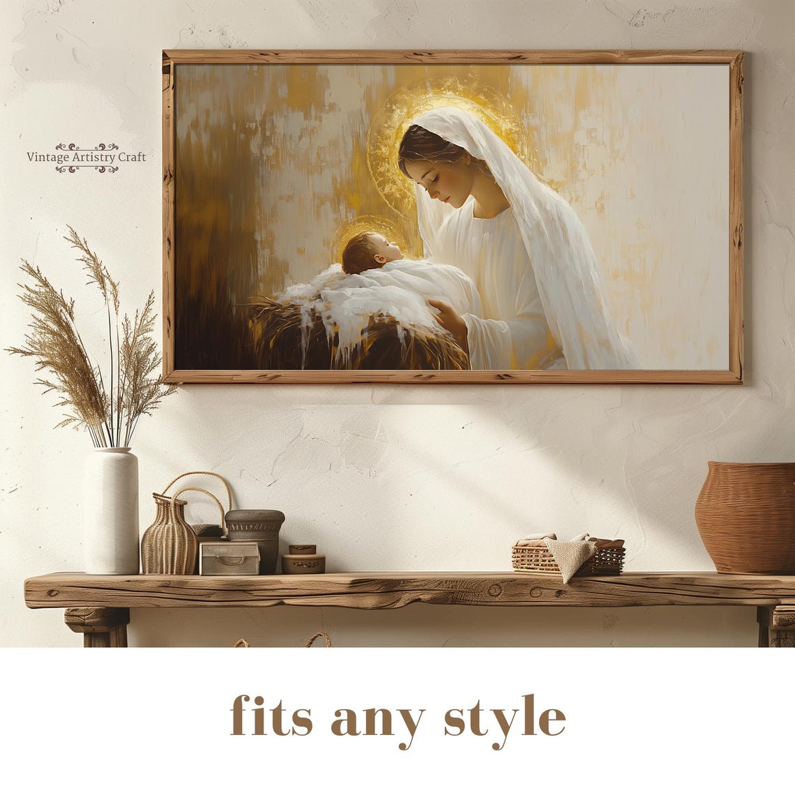 Madonna And Child Holy Infant Golden Halo Sacred Christmas Poster - Image 8