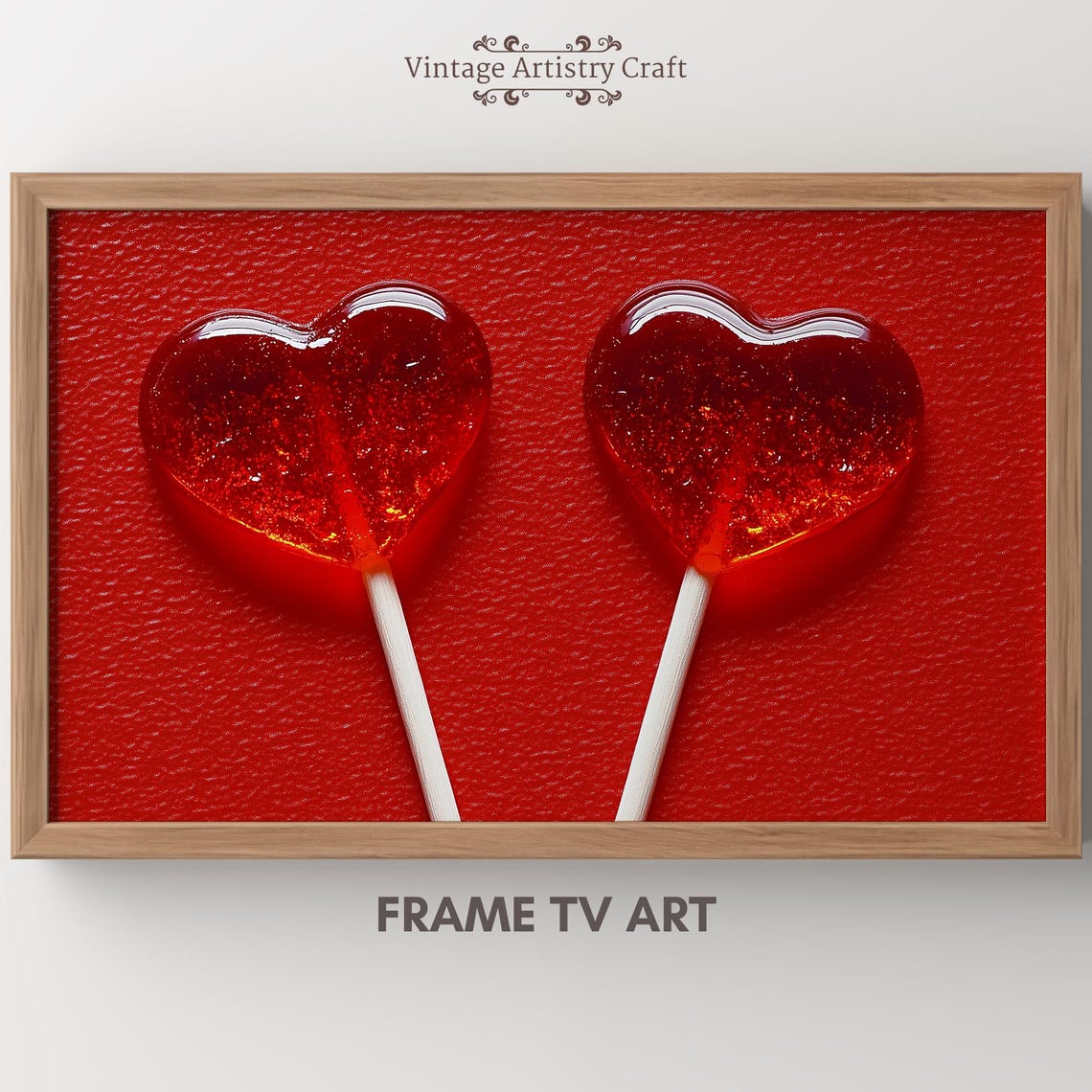 Glistening Red Heart Candy Lollipops Valentine Sweet Romance Poster
