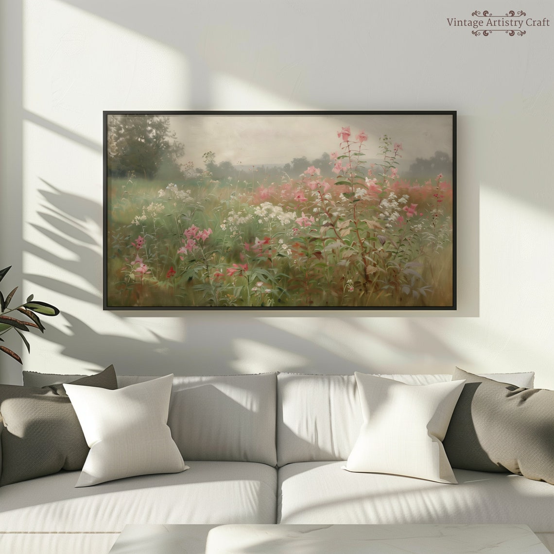 Pink Wildflowers Frame Tv Art Spring Field Of Flowers Vintage Meadow Floral Tv Art Spring Decor Vintage Farmhouse Tv Art - Image 6