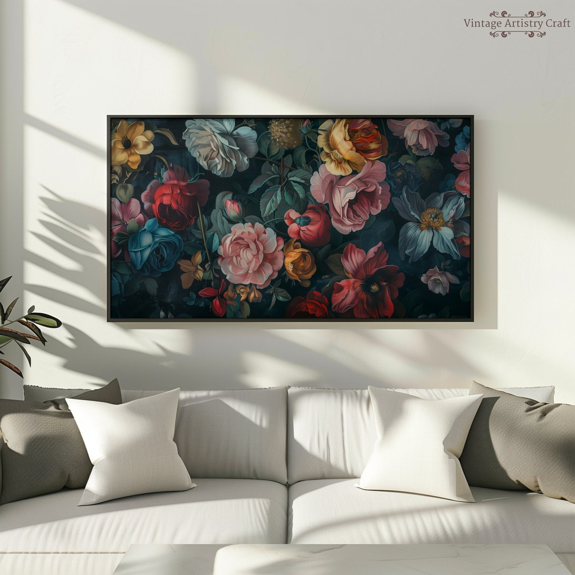 Moody Dark Floral Roses Peonies Vintage Botanical Painting Poster - Image 7