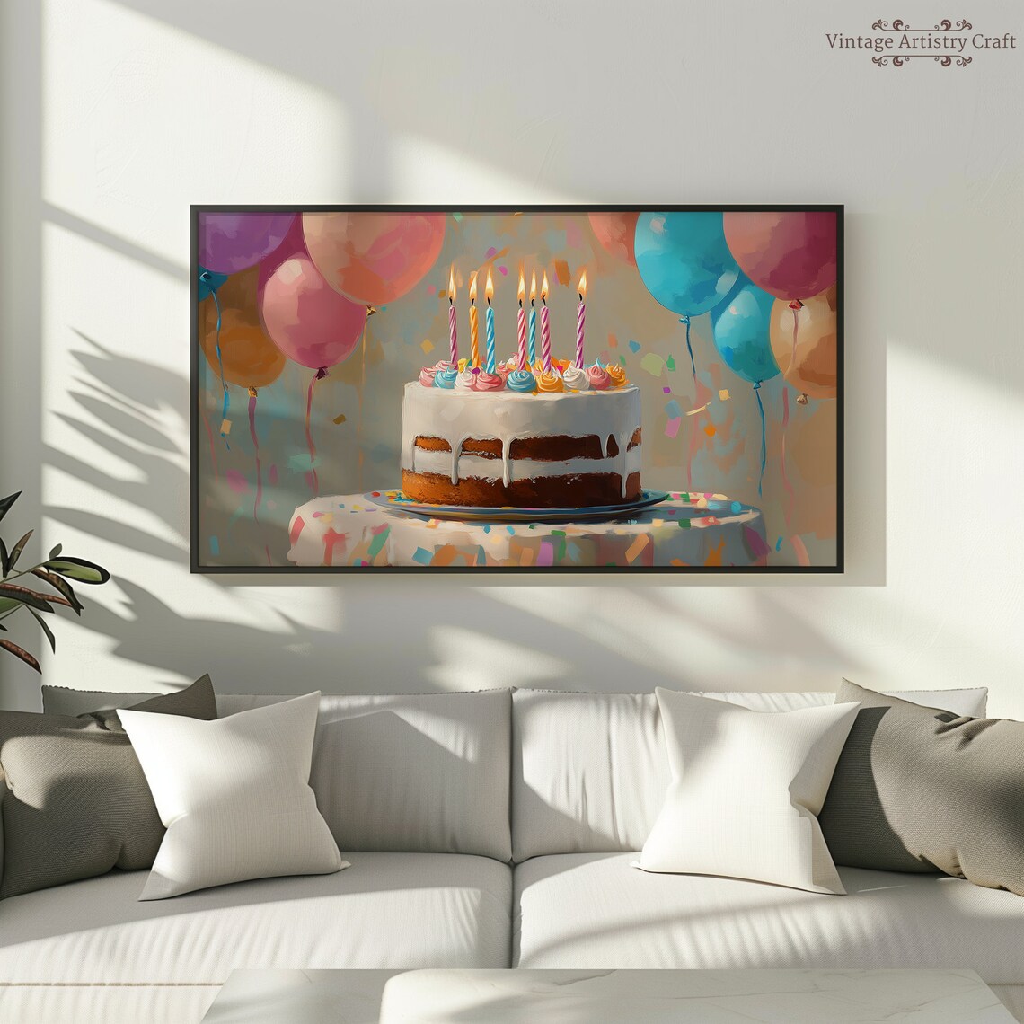 Happy Birthday Cake Vintage Wall Art Print - Image 8