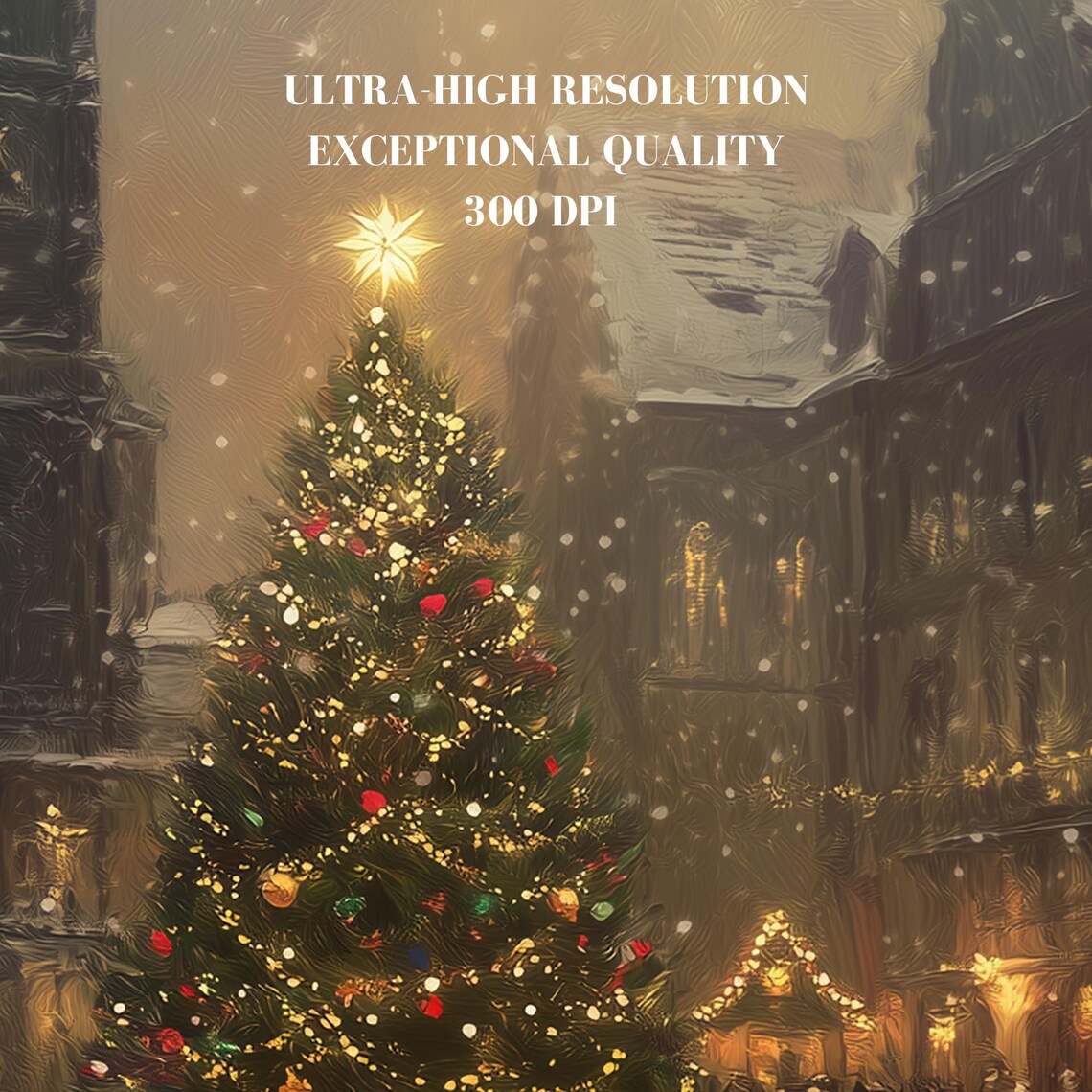 Christmas Tree Winter Street Town Vintage Art Print - Image 7