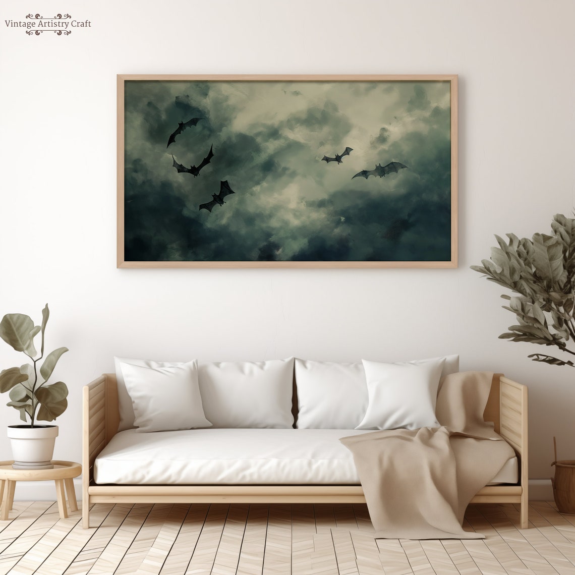 Bats Flying Through Stormy Night Clouds Dark Halloween Sky Poster - Image 5
