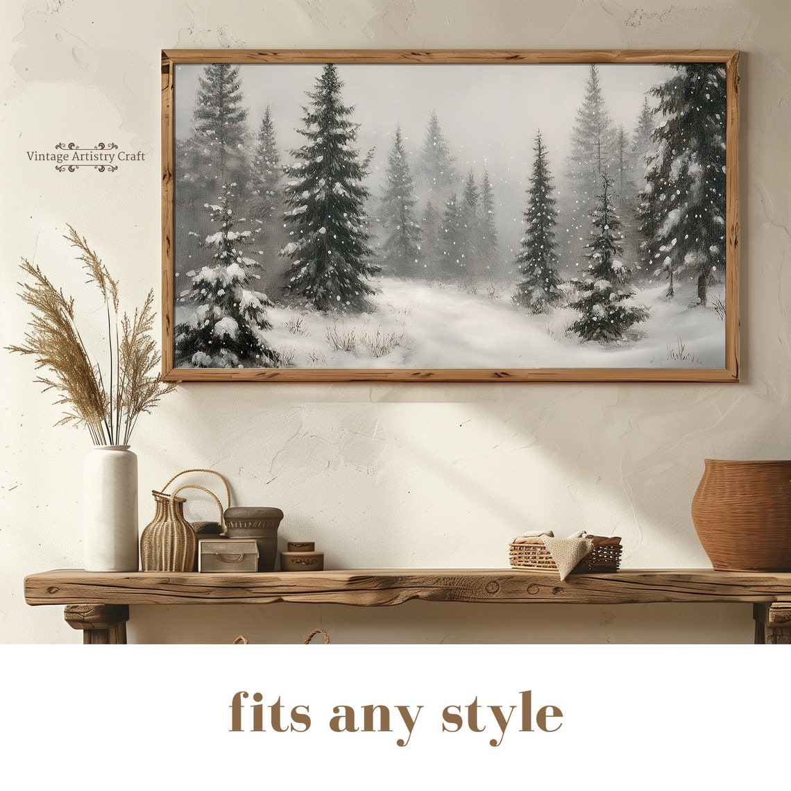 Snowy Pine Forest Winter Wonderland Christmas Painting Poster - Image 6