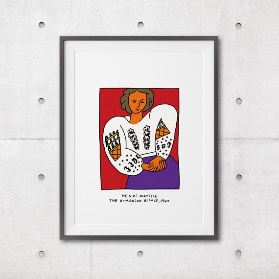 Henri Matisse Painting Art Interior Poster Wall Art Interior Decor Hand Drawing The Romanian Blouse Matisse