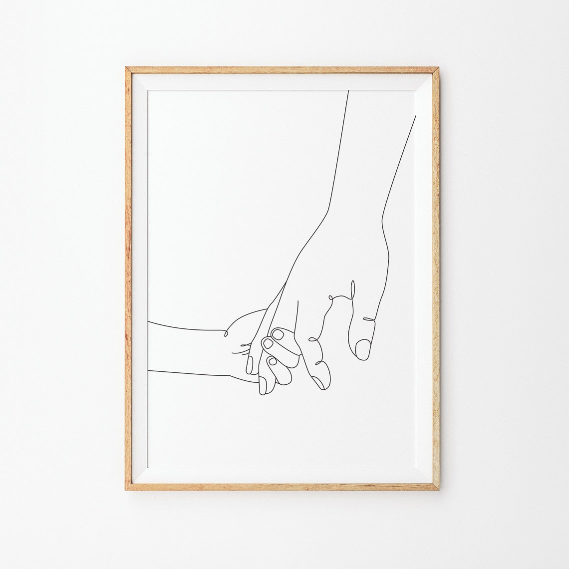 Mother And Child Holding Hands Print Line Art Prints Line Print Minimal Holding Hands Poster Black White Art Hand Drawing