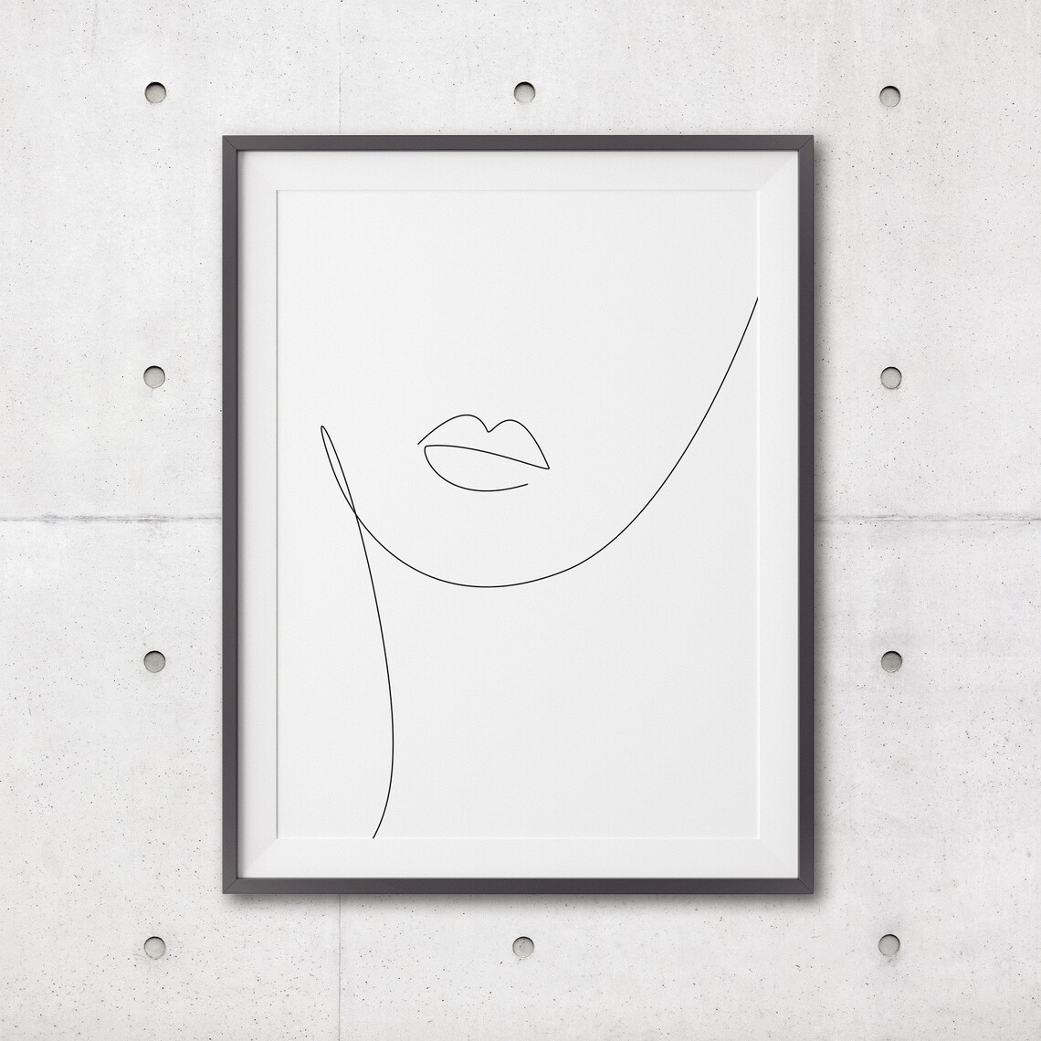Woman Lips Chin Minimalist Line Art Beauty Portrait Drawing Poster - Image 3