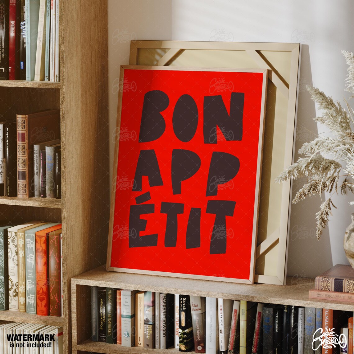 Bon Appetit Bold Black Lettering Retro Red Kitchen Foodie Poster - Image 4