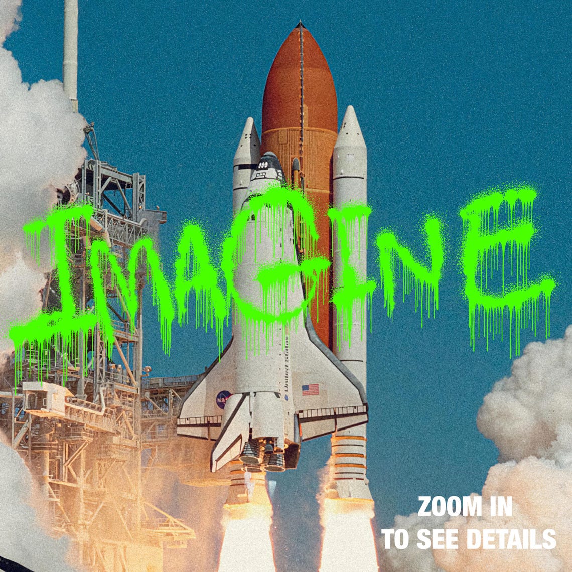 Imagine Space Shuttle Launch Surreal Photo Collage Art Poster - Image 2