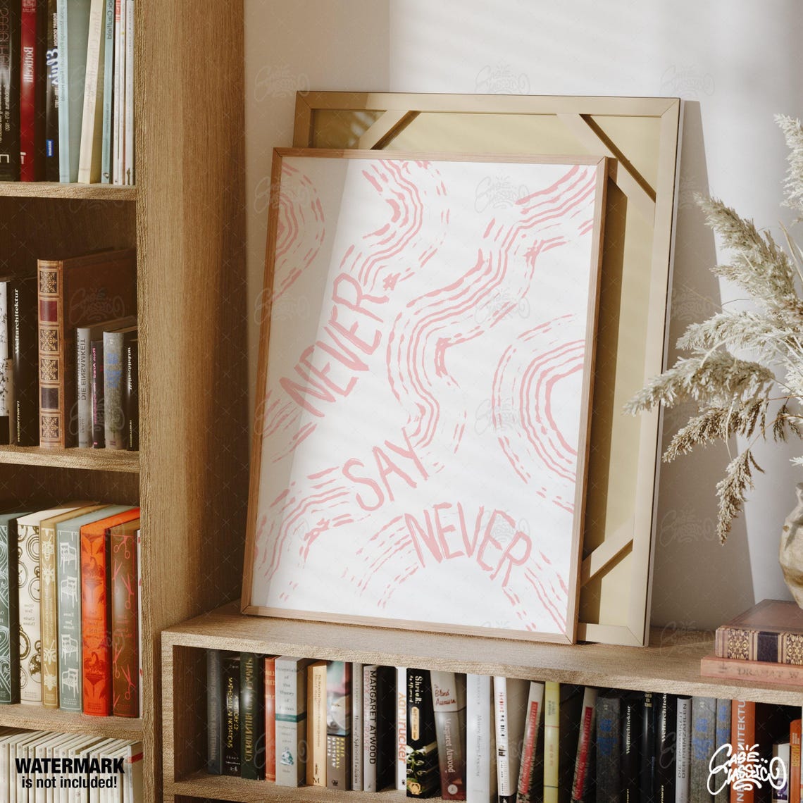 Gentle Never Say Never Soft Pink Brush Stroke Art Quote Poster - Image 2