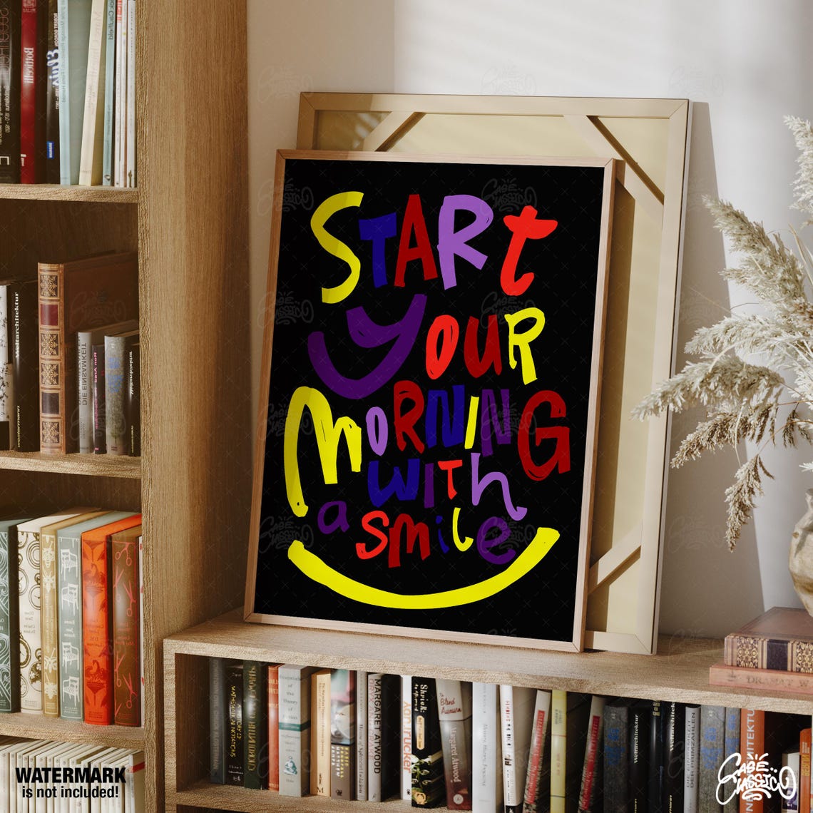 Start Your Morning With A Smile Colorful Hand Lettered Poster - Image 2