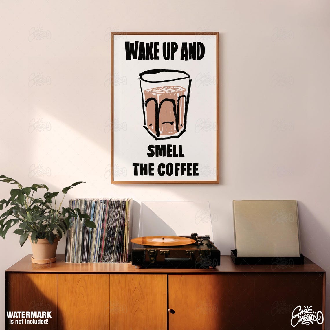 Wake Up And Smell The Coffee Illustrated Latte Cup Kitchen Poster - Image 3