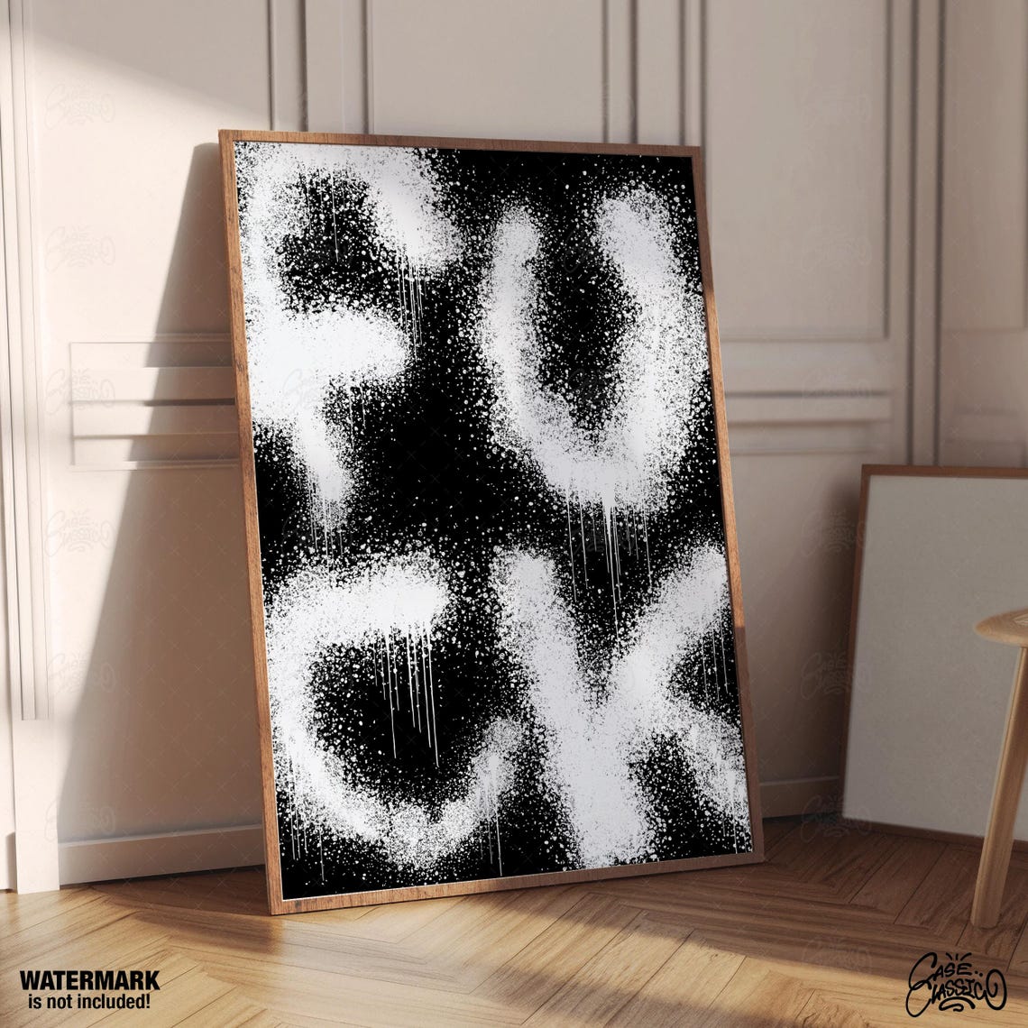 Bold Spray Paint Expletive Black and White Edgy Ink Art Poster - Image 3