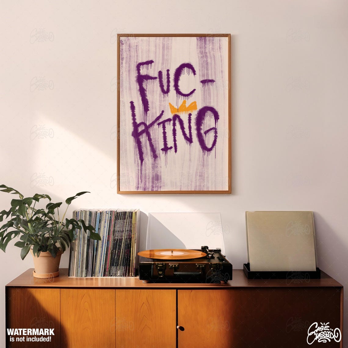Crowned Bold Word Purple Dripping Graffiti Street Art Poster - Image 4