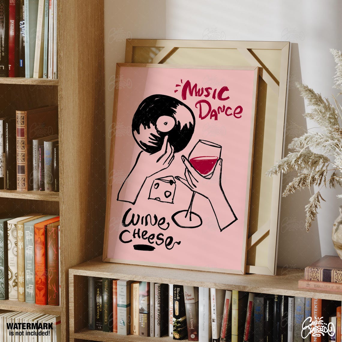 Music Dance Wine Cheese Funky Vinyl Face Illustration Poster - Image 4