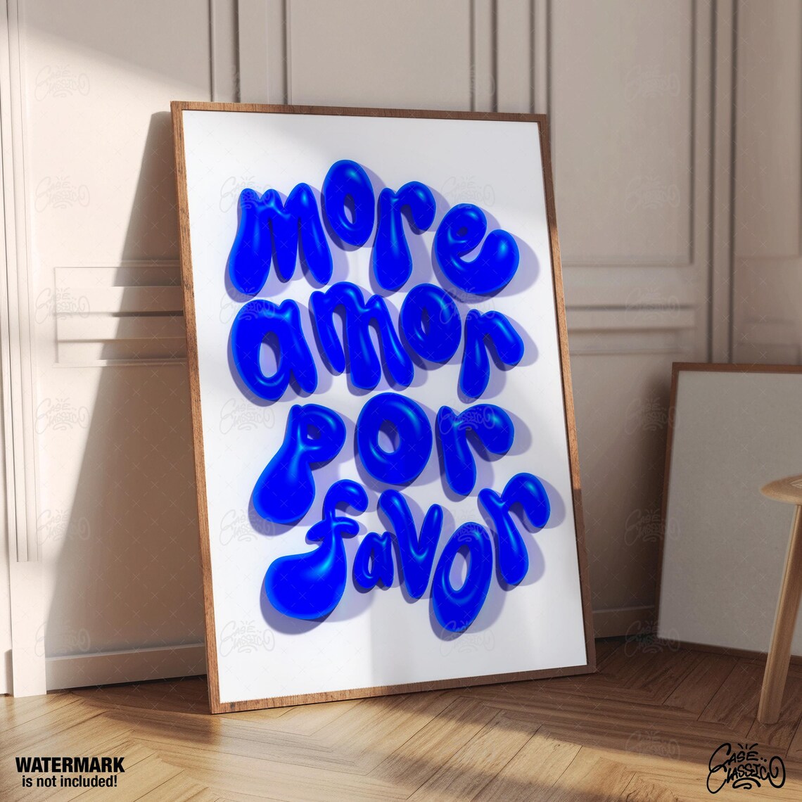More Amor Por Favor Blue Balloon Letters 3D White Pop Poster - Image 4