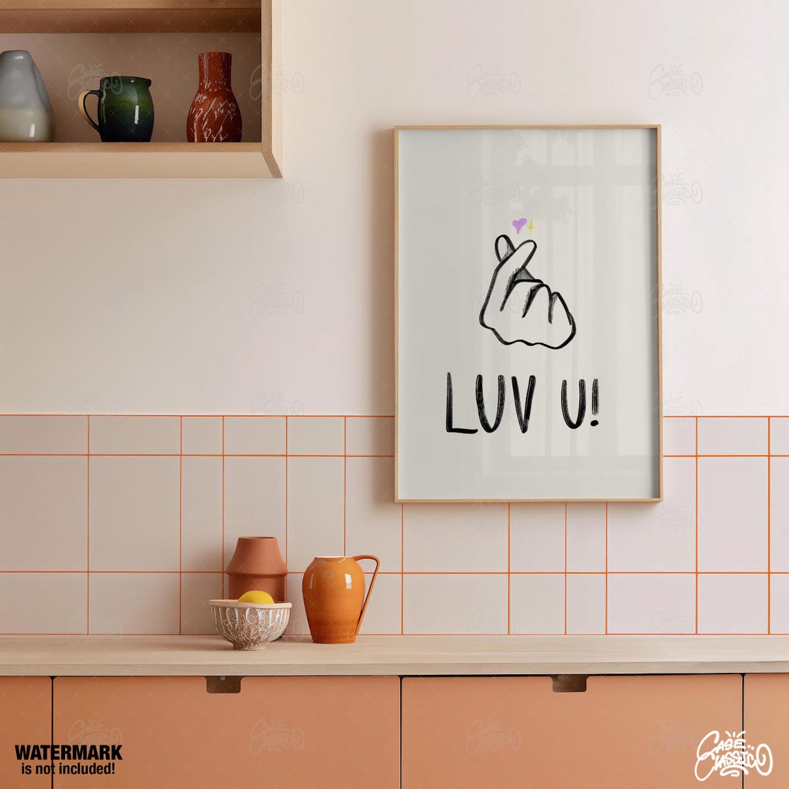 Luv U Finger Heart Trendy Wall Art Indie Room Decor Teen Girl Wall Art Aesthetic Room Decor Fine Art Prints Minimalist Wall Art - Image 2