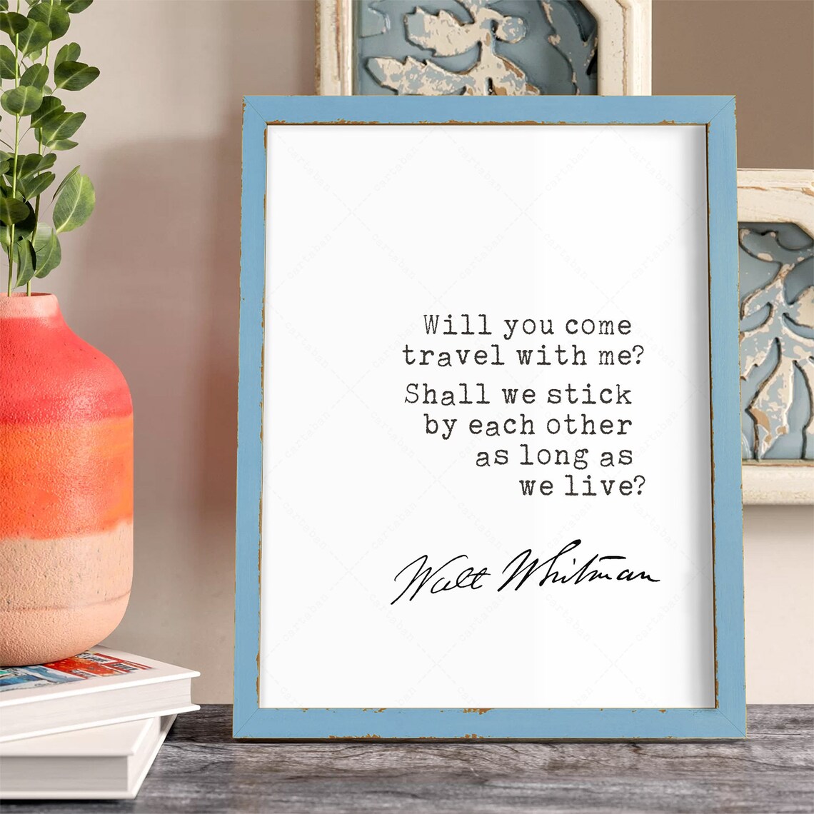 Walt Whitman Will You Come Travel With Me Quote Typewriter Wall Poster - Image 4
