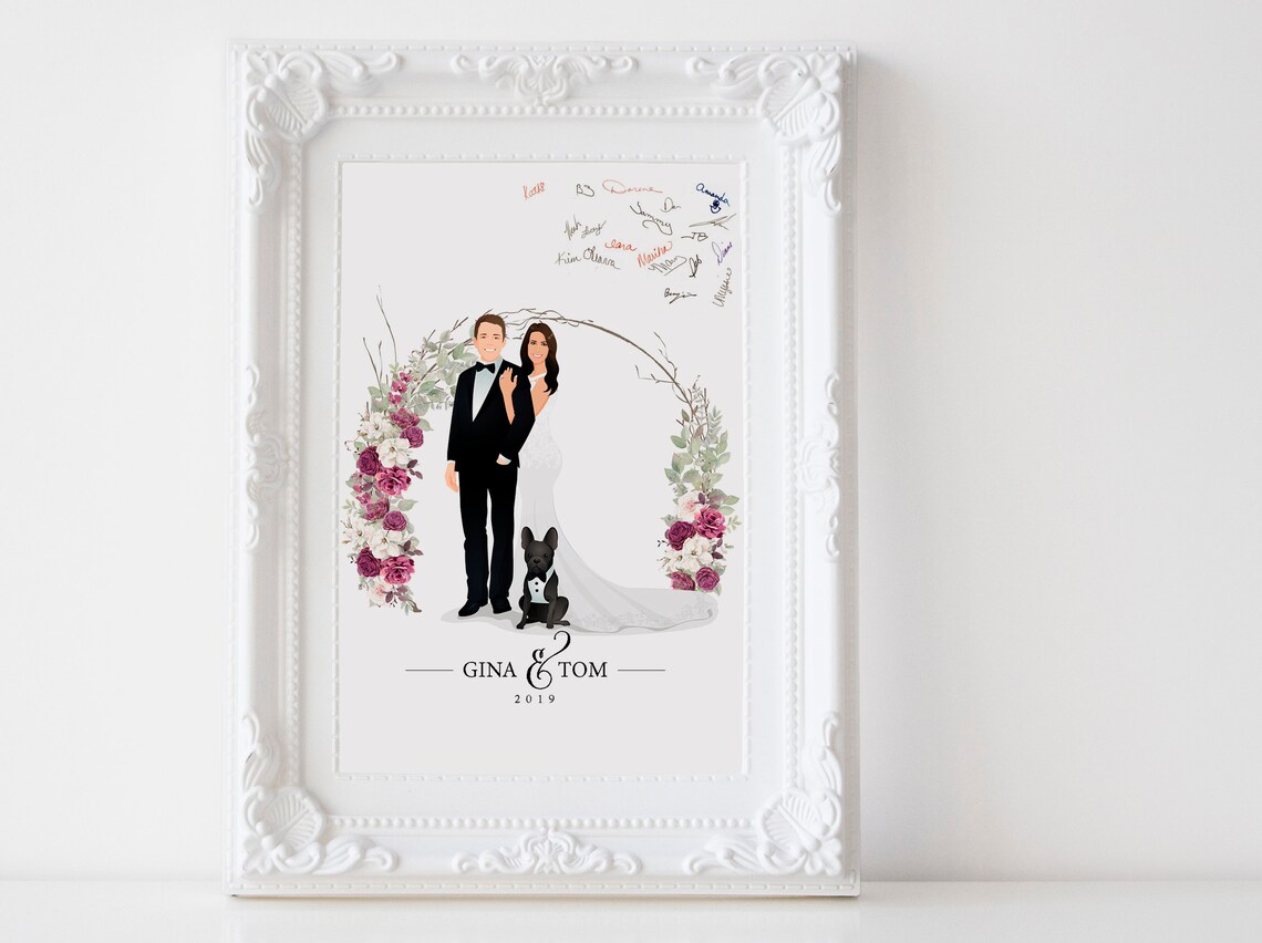 Kendra and Josh 2019 Wedding Couple Floral Arch Portrait Poster - Image 2