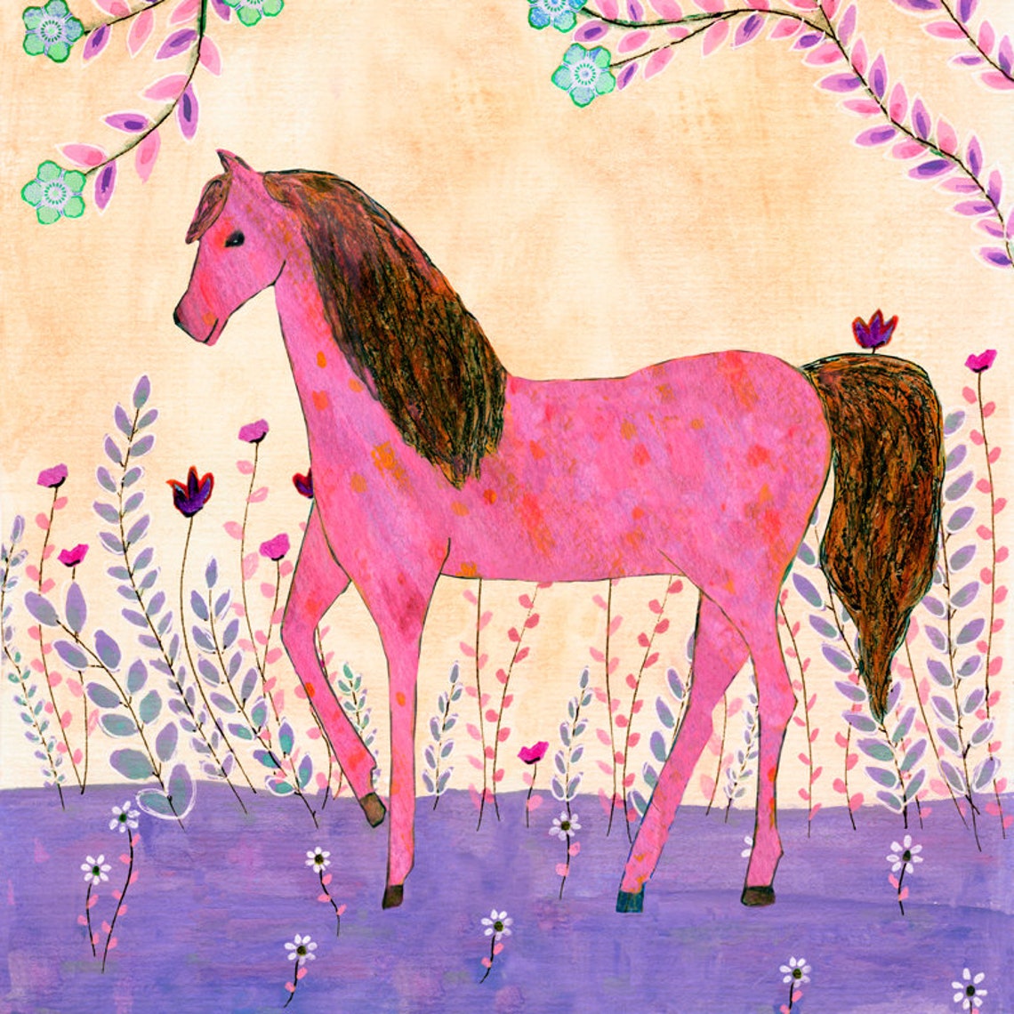 Children Wall Art Horse Art Print Horse Painting Horse Nursery Wall Art Nursery Decor Horse Decor Kids Wall Art Kids Room Decor