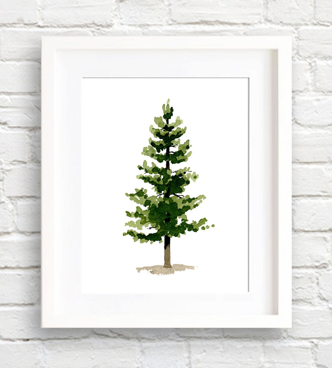 Watercolor Pine Tree Art Print, Nature Wall Decor