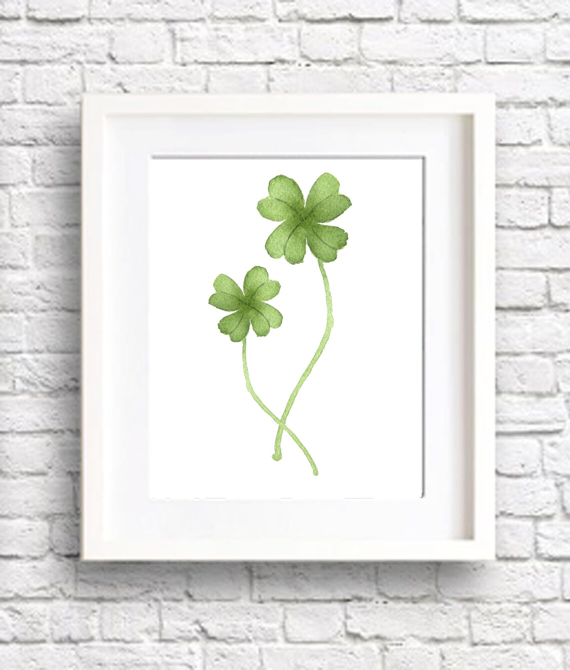 Double Four Leaf Clover Shamrock Watercolor Art Print