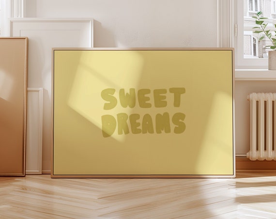 Sweet Dreams Print Bedroom Decor Neutral Nursery Minimalistic Mid Century Horizontal Wall Art Sleep Tight