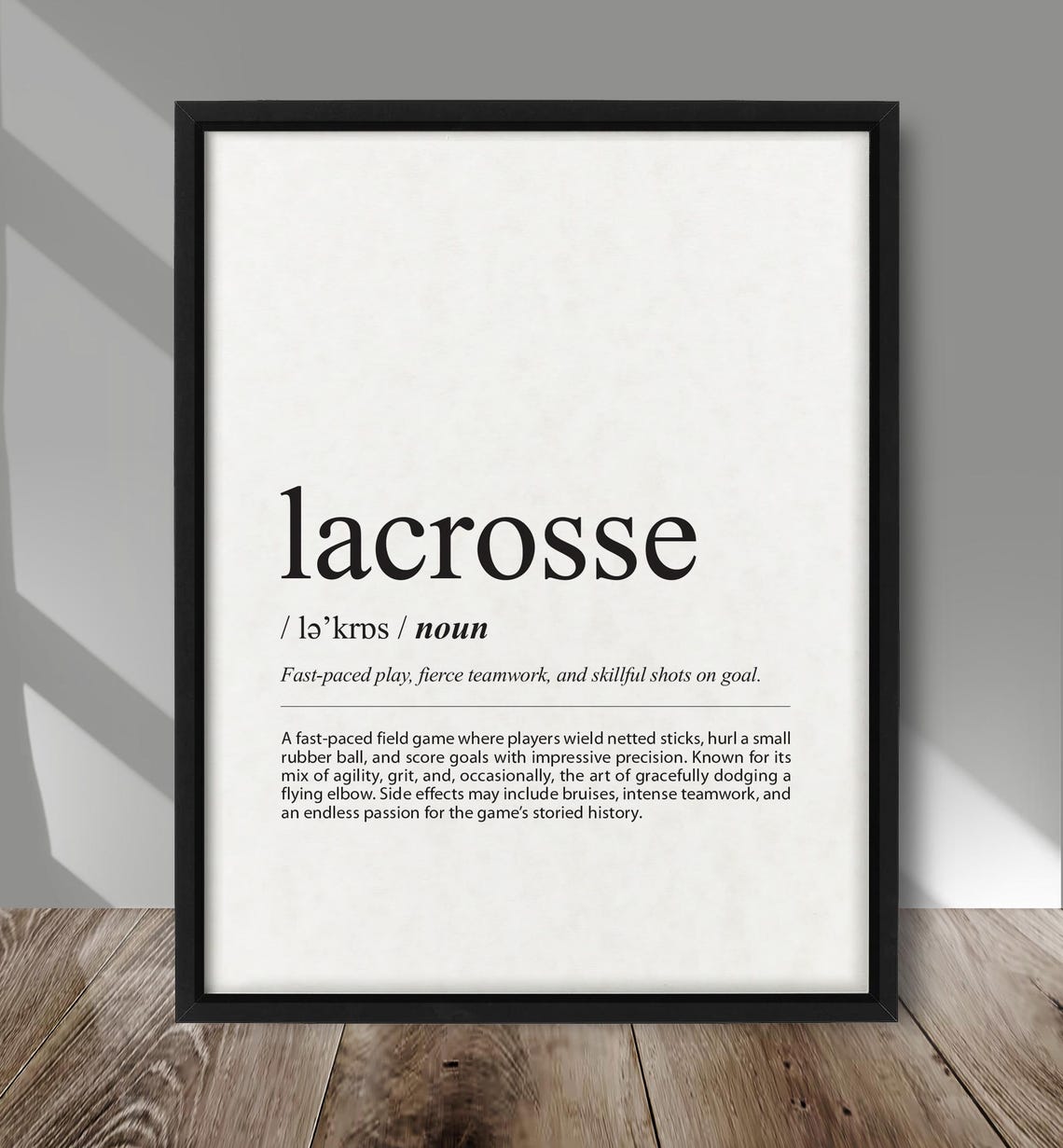 Lacrosse Definition Fast Paced Field Sport Typography Print Gift