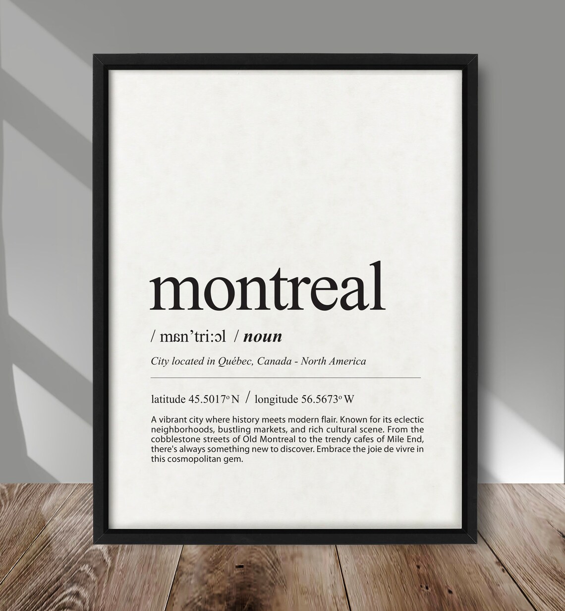 Montreal Typography Travel Poster, City Definition