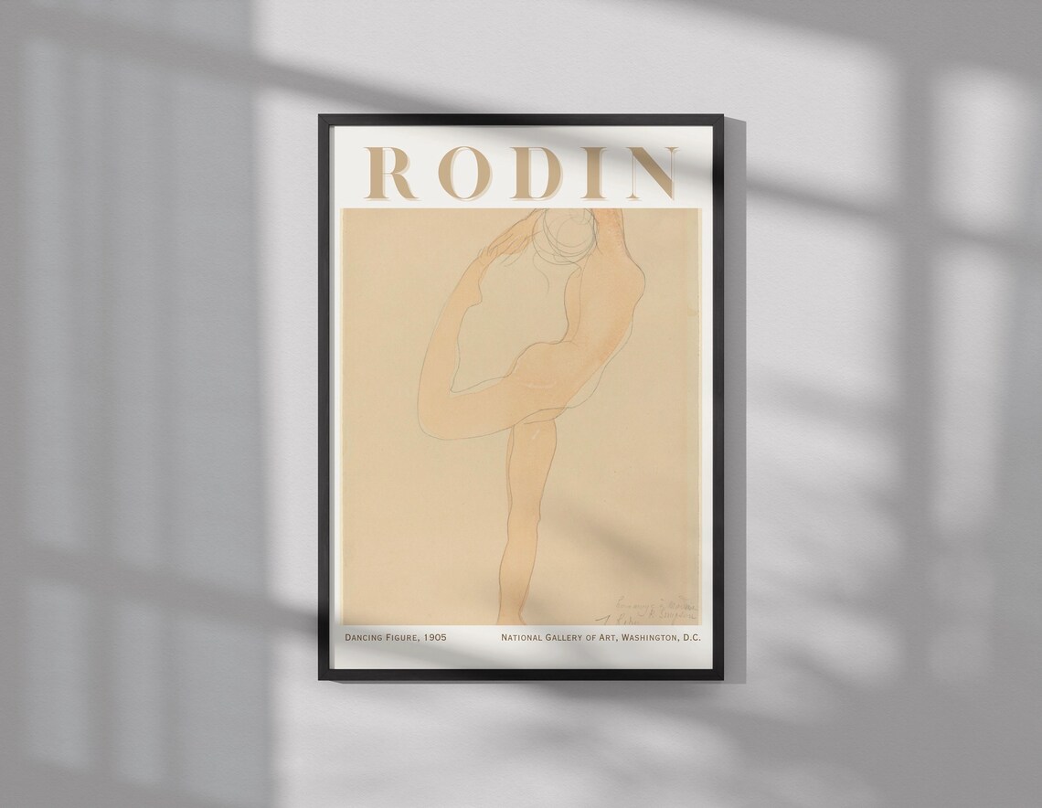 Rodin Dancing Figure 1905 Nude Dancer Watercolor Sketch Print - Image 2