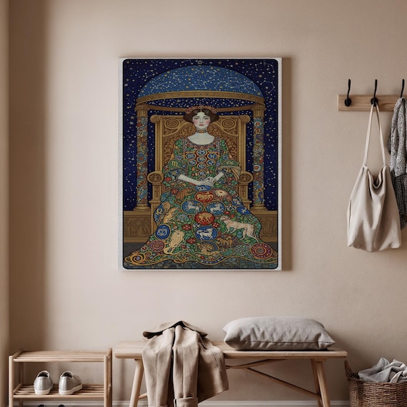 Zodiac Goddess Canvas Wall Art Astrology Woman Print Celestial Starry Night Painting Mystical Horoscope Home Decor Poster