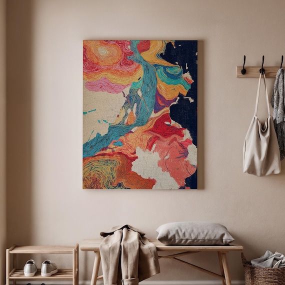 Colorful Abstract Canvas Art Modern Wall Decor Vibrant Flowing Colors Print Contemporary For Living Room Or Office