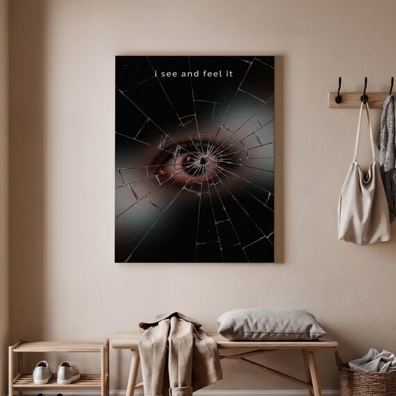I See And Feel It Abstract Eye Art Broken Glass Canvas Surreal Visionary Wall Modern Contemporary Decor Edgy Home Office