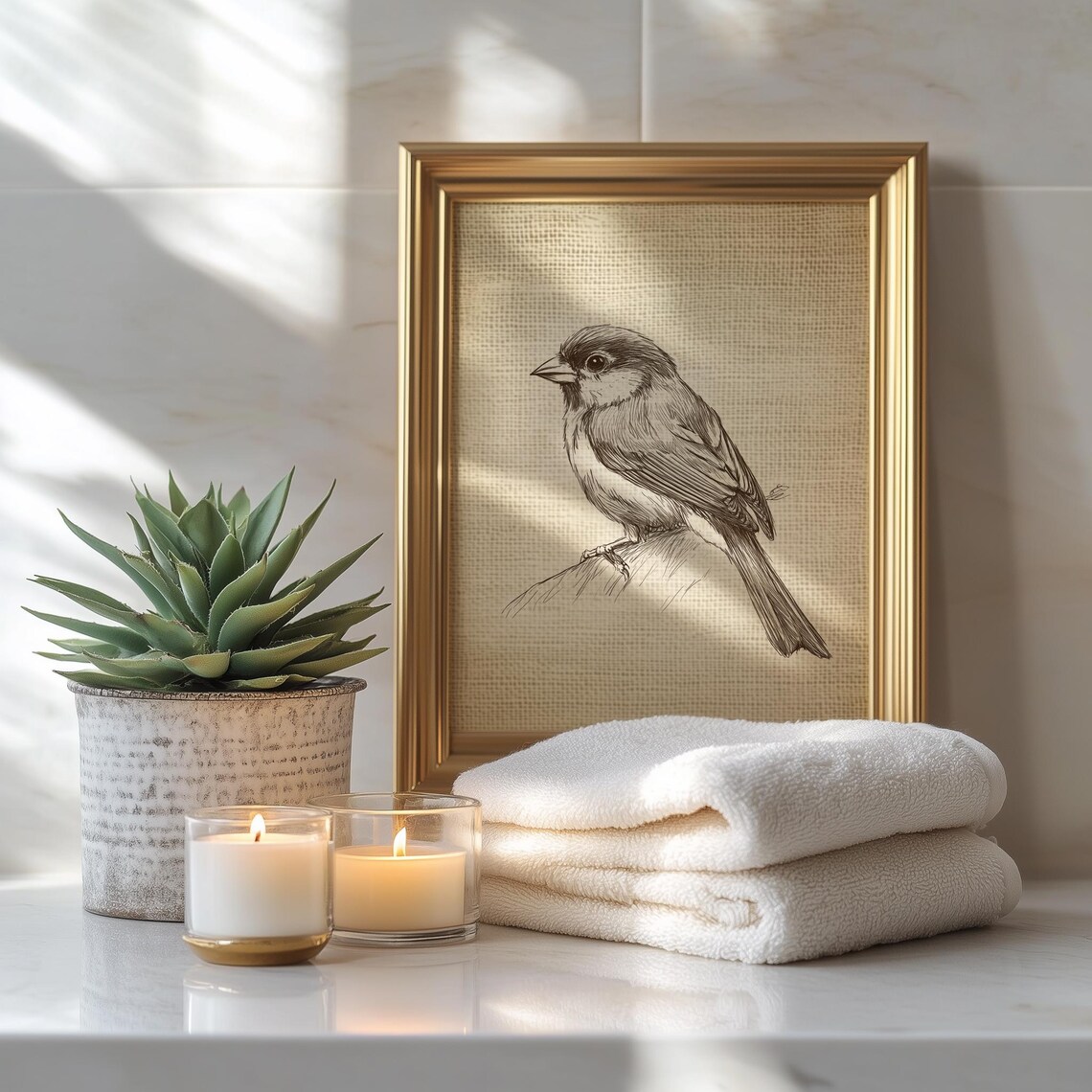 Rustic Sparrow Pencil Sketch Art Print, Farmhouse Nature - Image 3