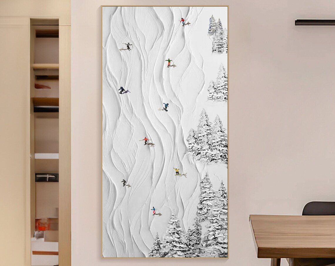 Skier on Snowy Mountain Art Print, Winter Decor - Image 4