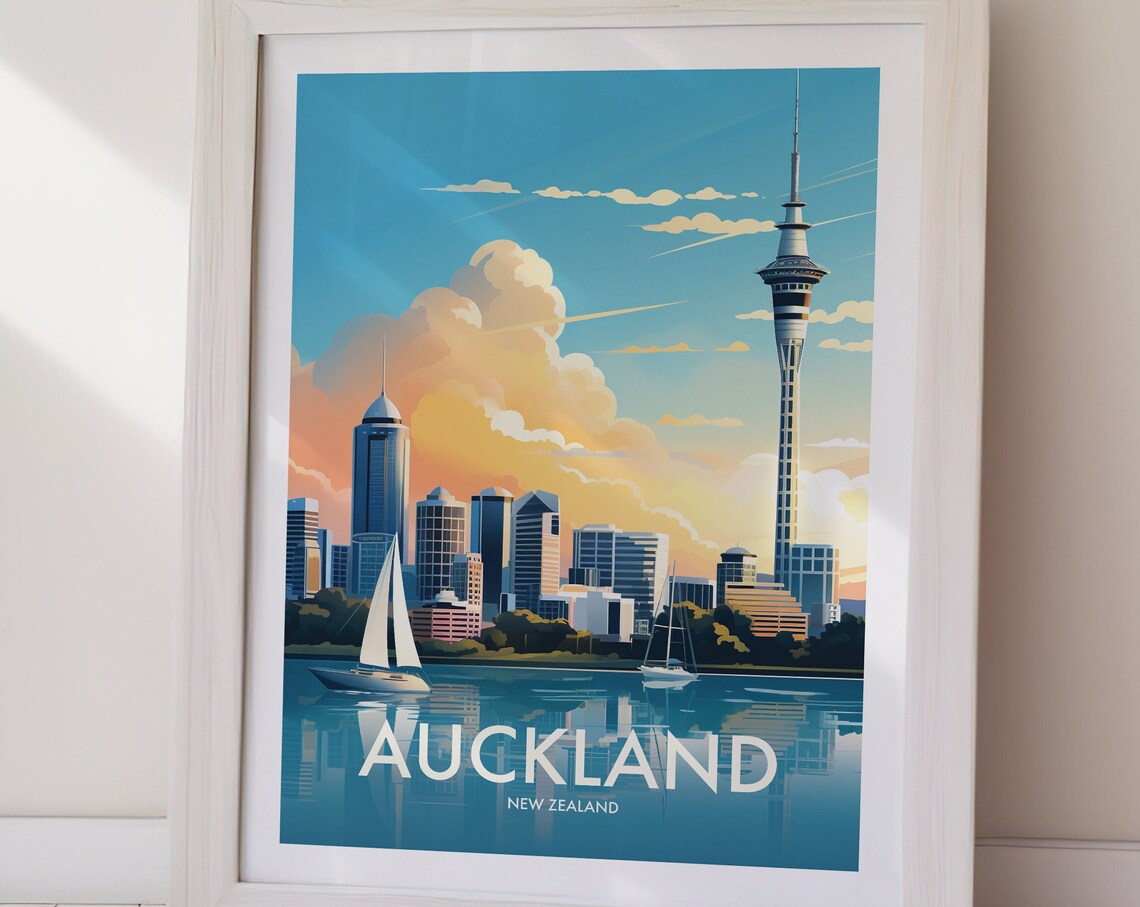 Auckland New Zealand Travel Poster, City Wall Art - Image 3
