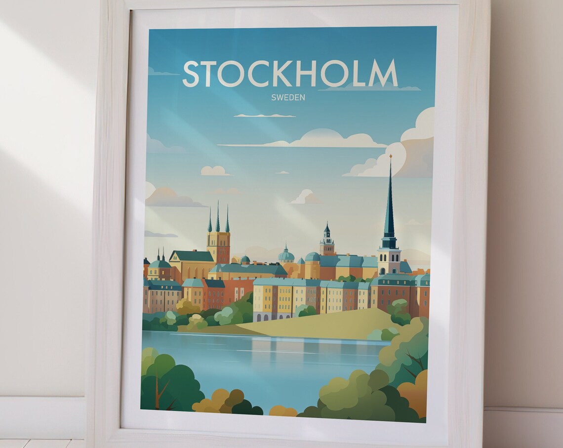 Stockholm Sweden Old Town Skyline Illustration Travel Poster - Image 2