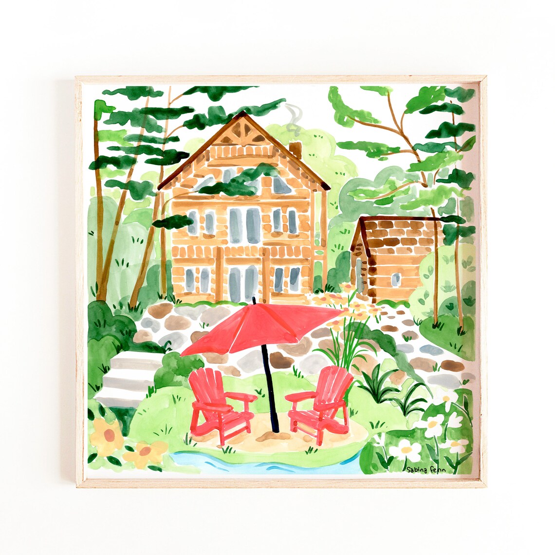 Canadian Cottage Print, Muskoka Chalet Flowers Art Print